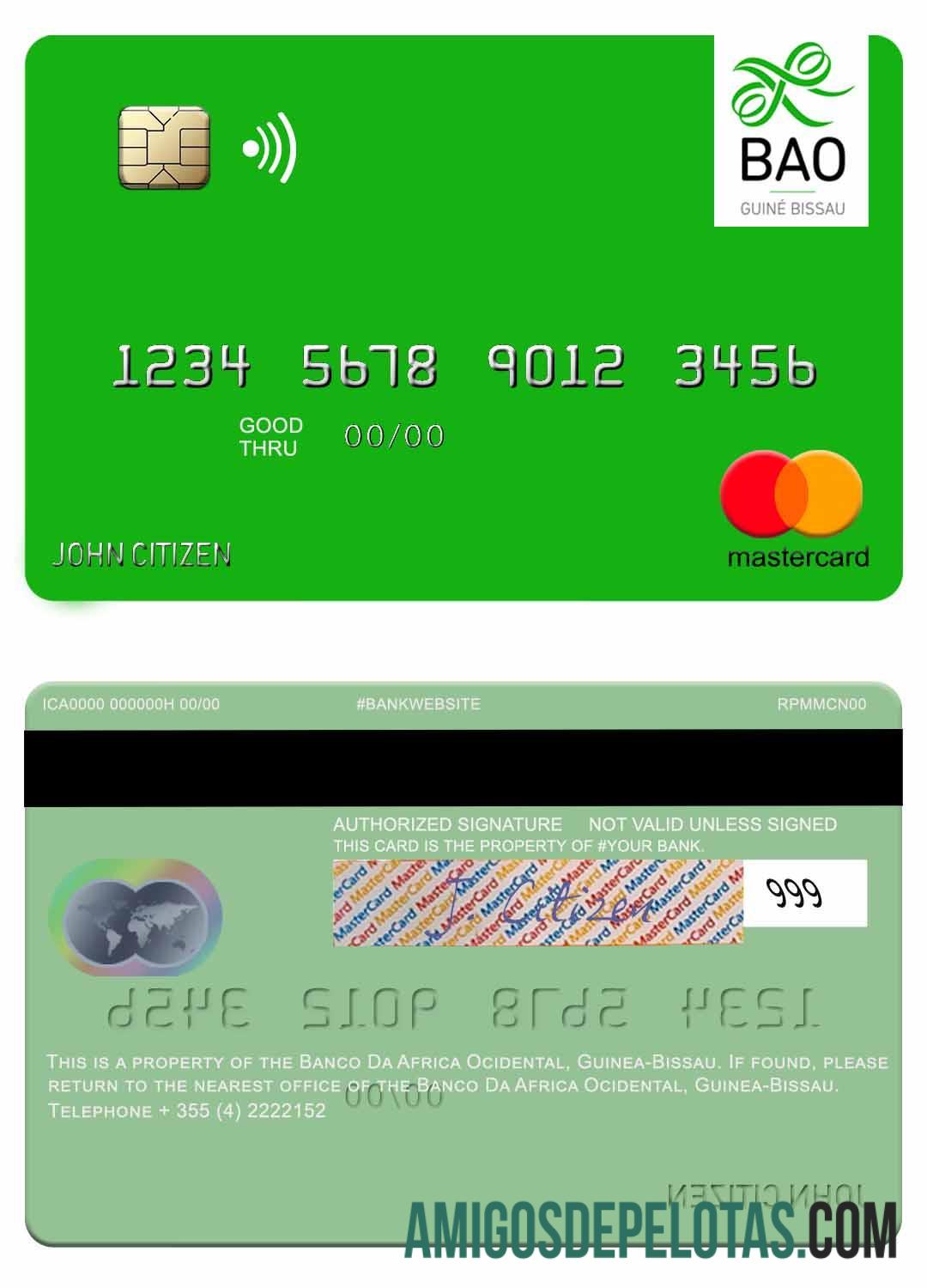 Guinea Bissau Banco Da Africa Ocidental Mastercard exemplo real